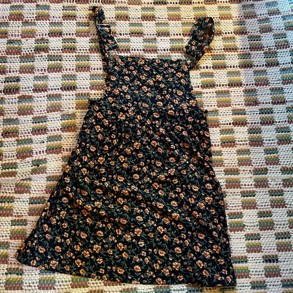 BloomChic Black Dress with Orange Floral Design